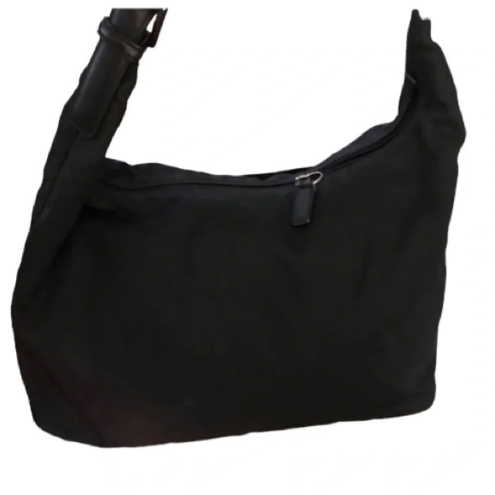 Coach black nylon leather shoulder bag removalable leather strap $$